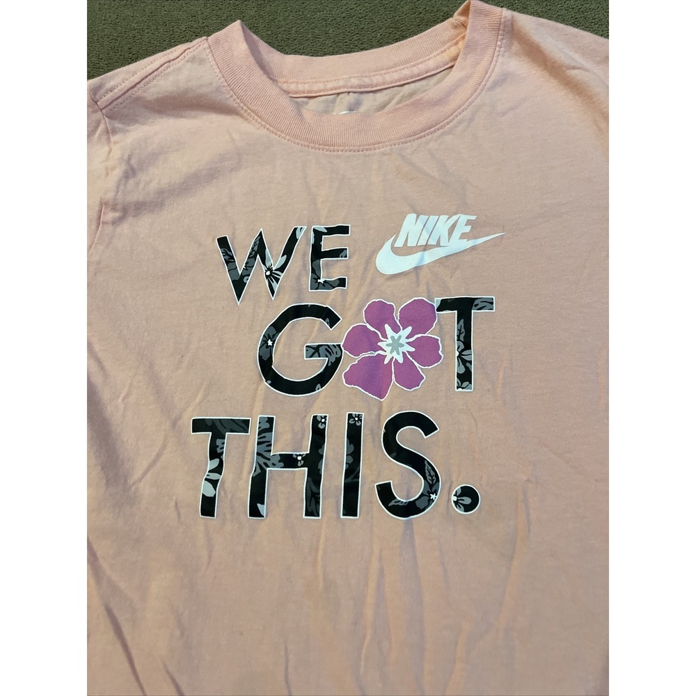 Nike Shirt Girls Medium Center Logo Short Sleeve The Nike Tee Running Gym (AH) - Picture 5 of 6